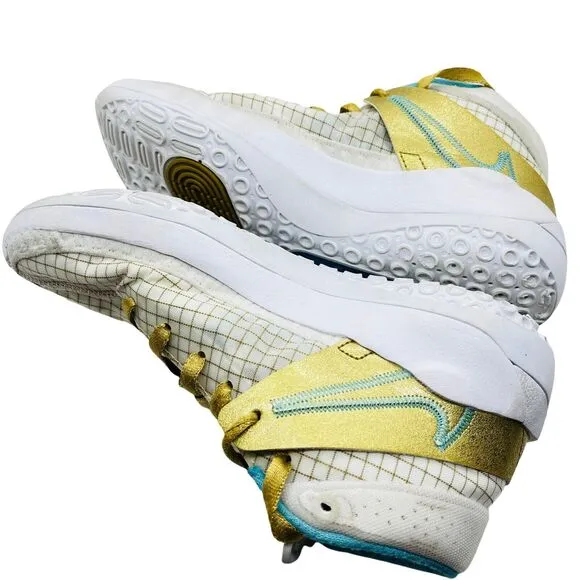 Nike Girls Kids Zoom KD DA0895-102 White Fabric Lace Up Basketball Shoes Size 5