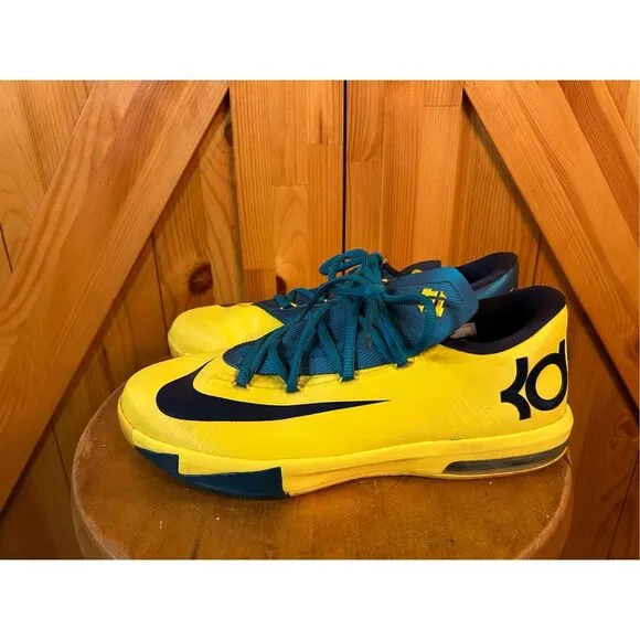Nike KD 6 Seat Pleasant Youth Basketball Shoes Yellow/M Blue 599477-700 Size 7Y