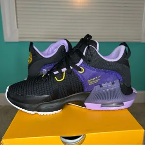 Nike Lebron Witness VII shoes Lakers black university gold lilac