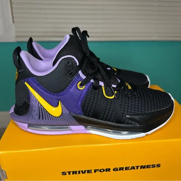Nike Lebron Witness VII shoes Lakers black university gold lilac