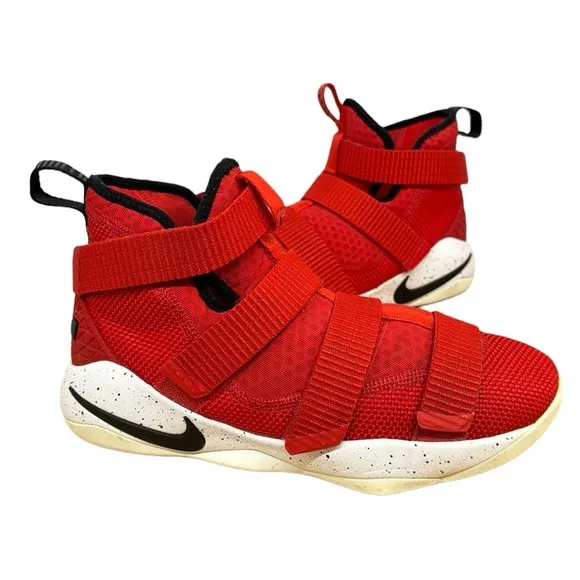 Nike LeBron Zoom Soldier 11 918369-601 Red White Basketball Shoes Sneakers Sz 6Y