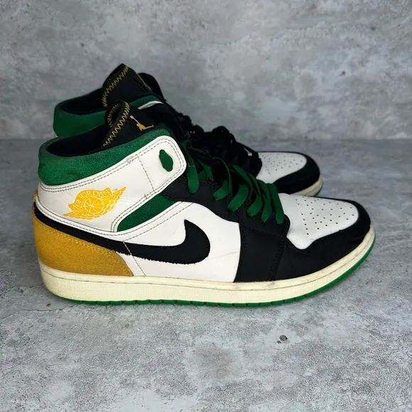 Nike Men’s Air Jordan 1 Mid SE Shoes Oakland Lucky Green Yellow 852542101 SZ 11