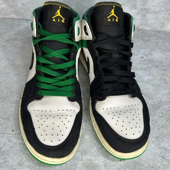 Nike Men’s Air Jordan 1 Mid SE Shoes Oakland Lucky Green Yellow 852542101 SZ 11
