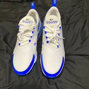 Nike Men’s Air Max 270 G Golf Shoes, size 10, white and blue