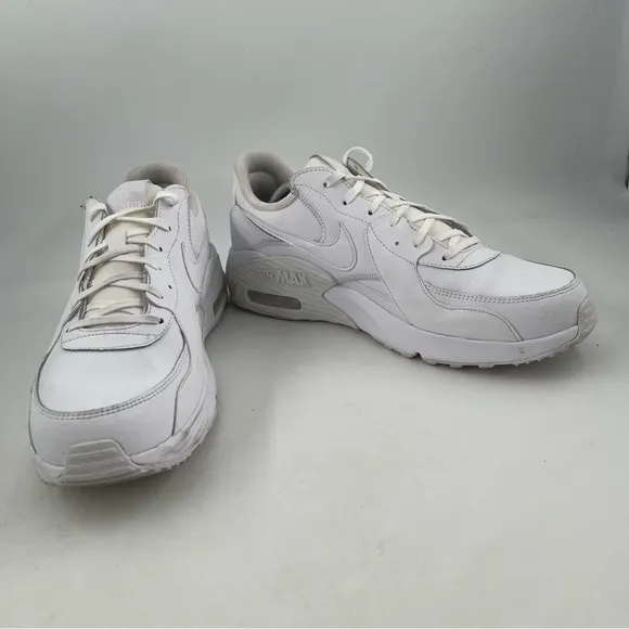 Nike Men’s Air Max Excee Triple White Leather Athletic Shoes Sneakers - Size 12