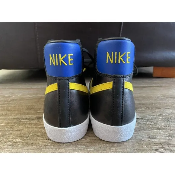 Nike Mens Blazer Mid 77 Vintage Shoes Black Yellow Blue Sz 10 DC1414-001