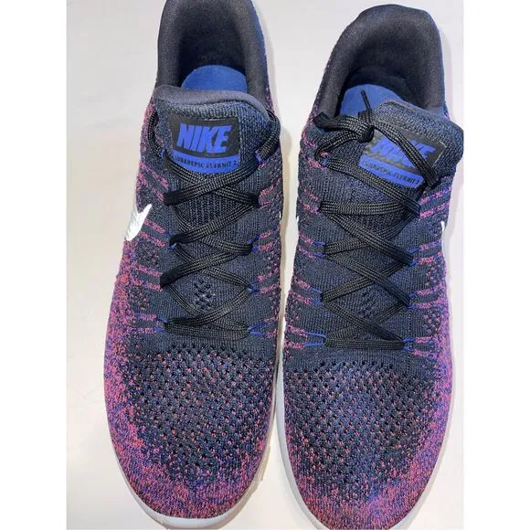 Nike Men’s Lunarepic Low Flyknit 2  Shoes Black/Reflect Silver Purple Size 12 A2