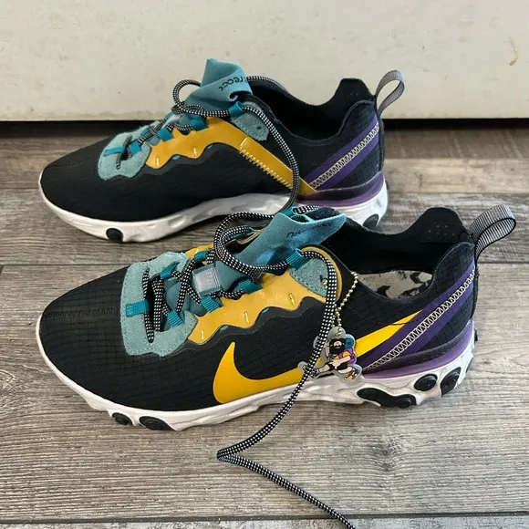Nike React Element 55 PRM - Black Mineral Cyan sneaker shoes 6.5