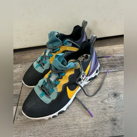 Nike React Element 55 PRM - Black Mineral Cyan sneaker shoes 6.5