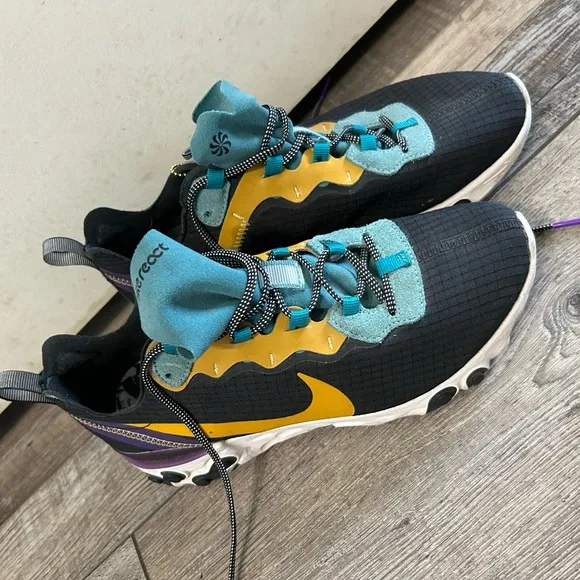 Nike React Element 55 PRM - Black Mineral Cyan sneaker shoes 6.5