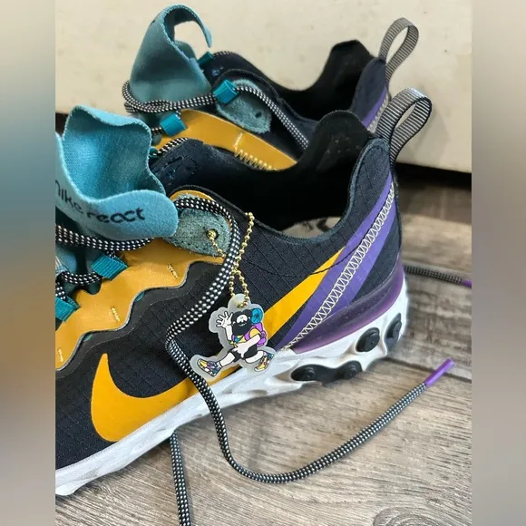 Nike React Element 55 PRM - Black Mineral Cyan sneaker shoes 6.5