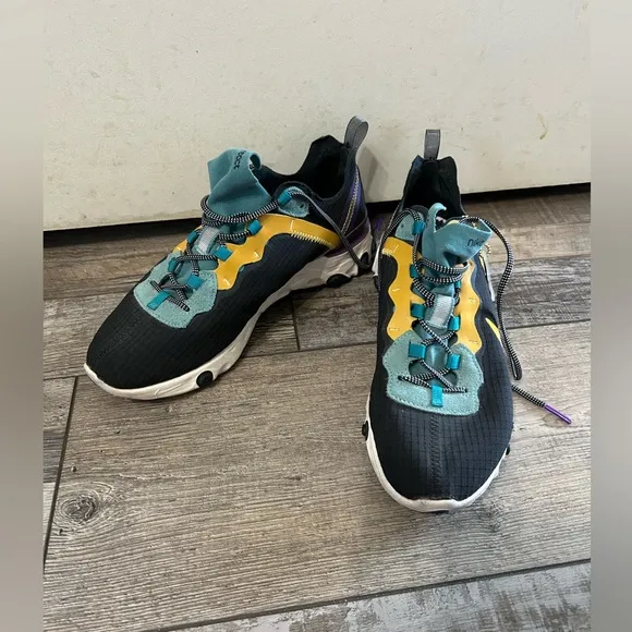 Nike React Element 55 PRM - Black Mineral Cyan sneaker shoes 6.5