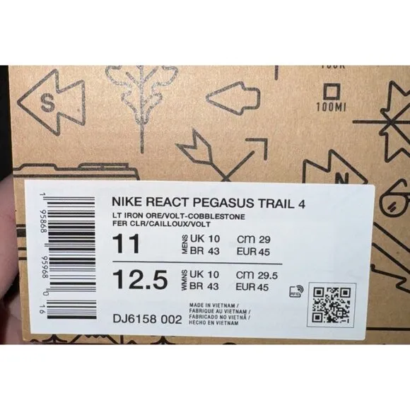 Nike React Pegasus Trail 4 Mens Athletic Running Shoes Size 11 Multi Color