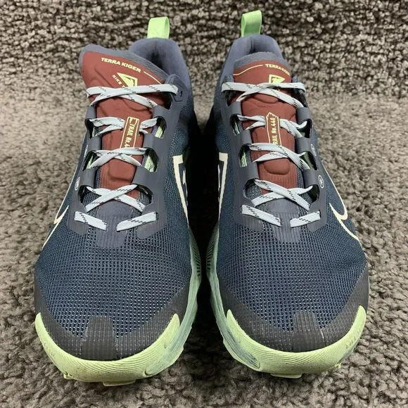 Nike React Terra Kiger 9 Trail Running Shoes Mens 10.5 Blue Green DR2693-403