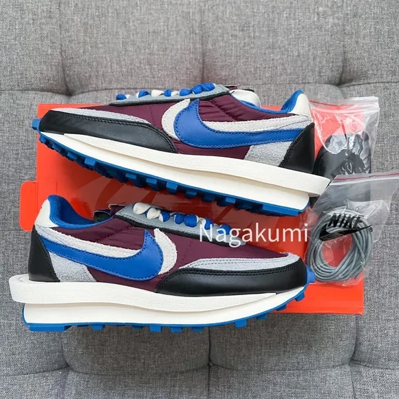 Nike sacai x undercover x LDWaffle maroon shoes