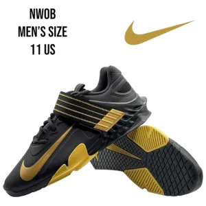 Nike Savaleos Black Gold Men's Size 11 Weightlifting Shoes Gym Training NWOB