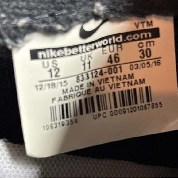 Nike Sock Dart SE Premium Black White Oreo Men’s Size 12 Sneaker Shoes