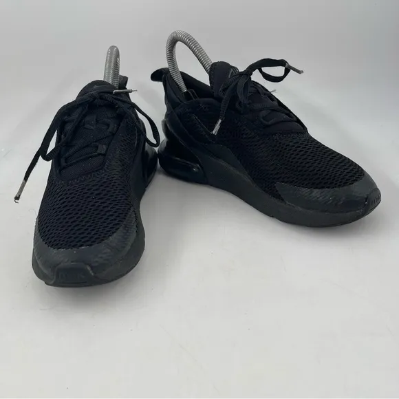 Nike Unisex Kids Air Max 270- Size 2.5 -Triple Black Lace-Up Athletic Shoes