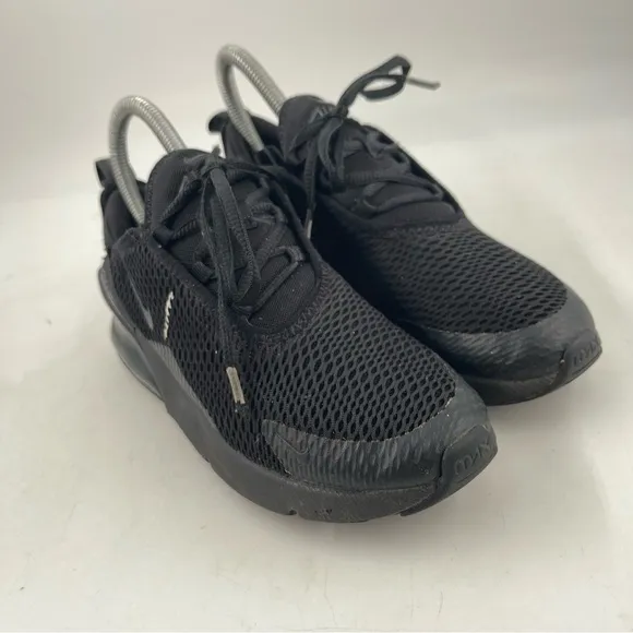 Nike Unisex Kids Air Max 270- Size 2.5 -Triple Black Lace-Up Athletic Shoes