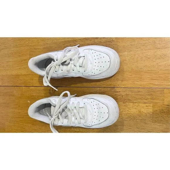 Nike Unisex Kids Lace Up Low Top Air Force 1 PS Sneaker Shoes White Size 12