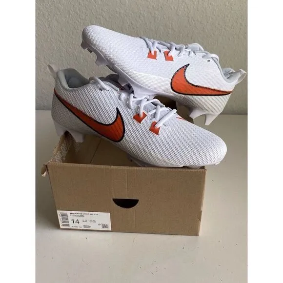 Nike Vapor Edge Speed 360 2 White Orange Football Cleats FJ1582-180 Men’s Sz 14