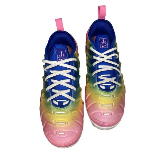 Nike Women’s 7.5 Air VaporMax Plus Activewear Shoes Cotton Candy Rainbow