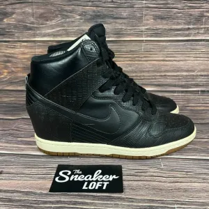 Nike Women's Dunk Sky High Hidden Wedge Black Lace Up Shoes
