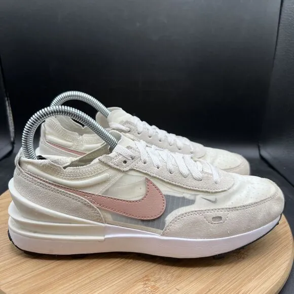 Nike Women’s Size 8 Waffle One Sail Ivory Pink Shoes Sneakers DN4696-102