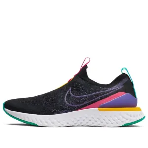 Nike Women’s SZ.7.5 Epic Phantom React Flyknit &quot;Black Multi&quot; Running Shoes New