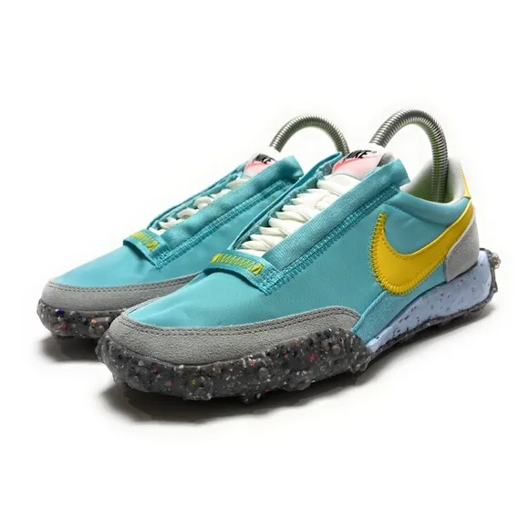 Nike Womens Waffle Racer Crater Bleached Aqua Speed Yellow Running Shoes Size 7