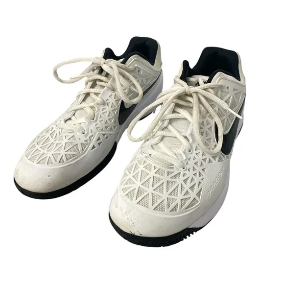 Nike Zoom Cage 2 Men's Size 11.5 705247-101 White Black Lace Up Athletic Shoes