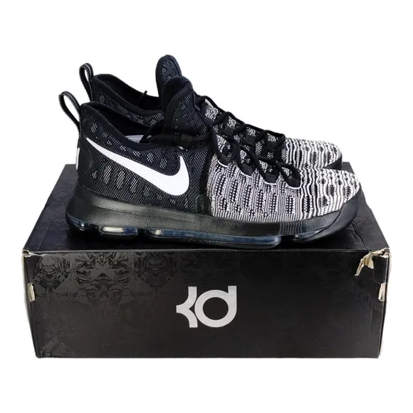 Nike Zoom Mens Size 9.5 KD 9 Oreo Mic Drop Black White Shoes 843392-010 Men’s