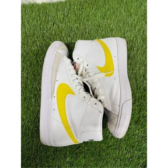 Nike Blazer Mid Essential Women 10 Sneakers White Opti Yellow Shoes DJ3050-101