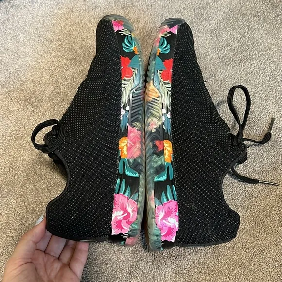 NOBULL Floral Impact Sneakers Shoes Super Fabric Black Tropical