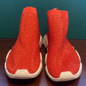 NWOT GSUWOO So Real Speed Fully Covered with Tangerine Crystals Athletic Shoes