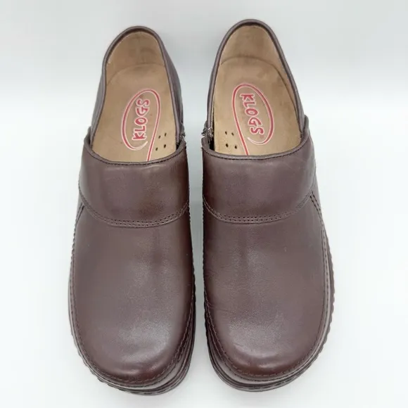 NWOT Klogs Womens Sonora Work Clog Brown Leather Non-Slip Classic Comfort Size 9