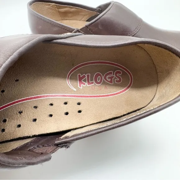 NWOT Klogs Womens Sonora Work Clog Brown Leather Non-Slip Classic Comfort Size 9
