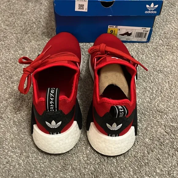NWT Adidas Men’s red, black and white tennis shoes size 9.5