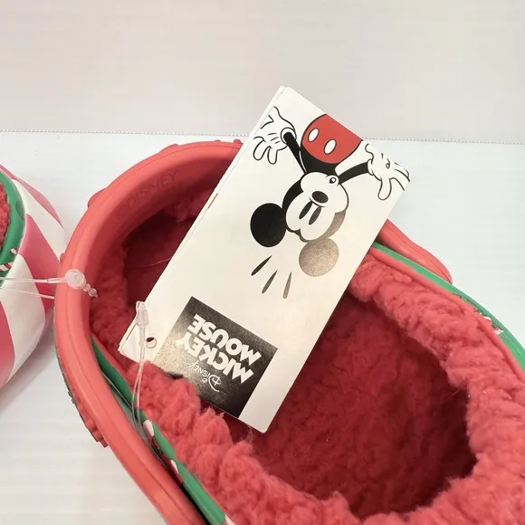 NWT Crocs M7 W9 Disney Mickey Christmas Lined Clogs Green Minnie Mouse Holiday
