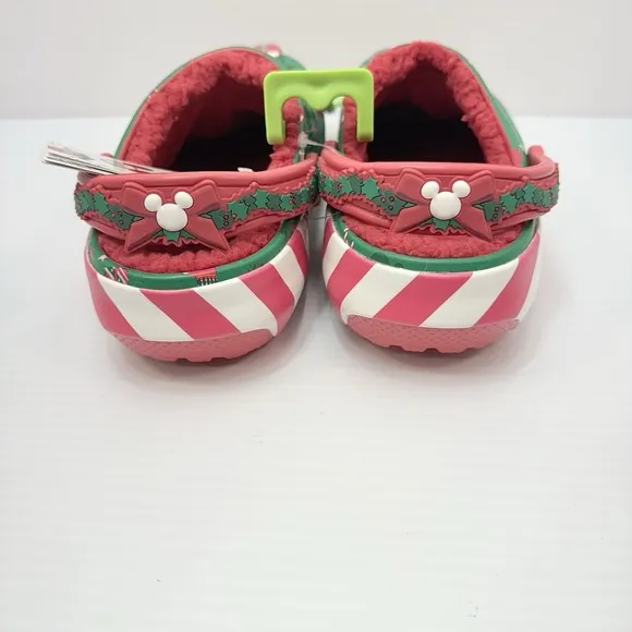NWT Crocs M7 W9 Disney Mickey Christmas Lined Clogs Green Minnie Mouse Holiday