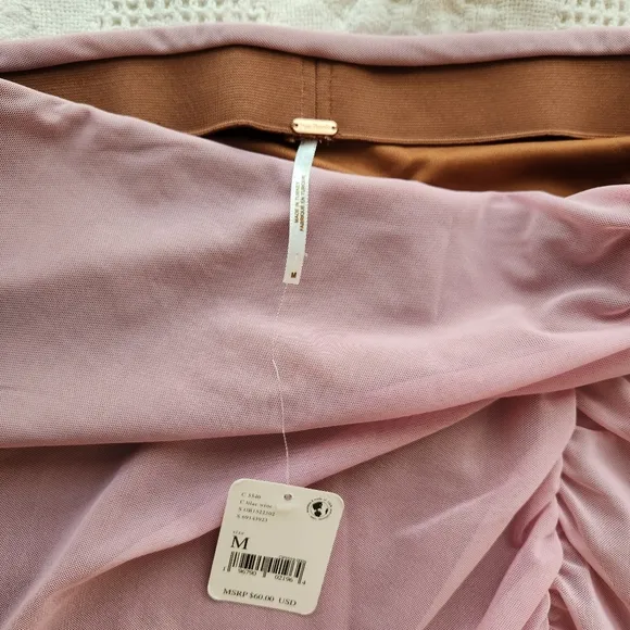 NWT Free People Lilac Wine Medium New Side Gather Layered Skirt Sheer