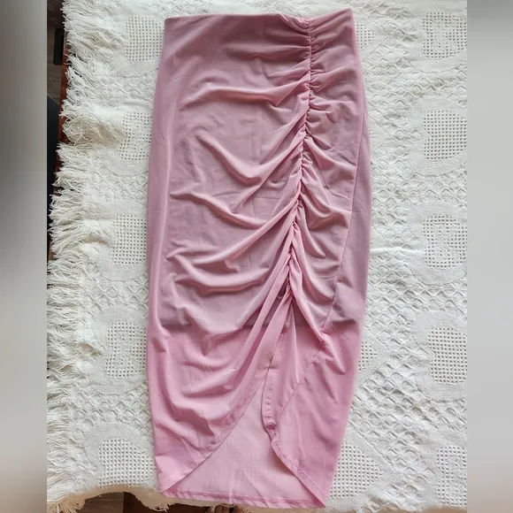 NWT Free People Lilac Wine Medium New Side Gather Layered Skirt Sheer