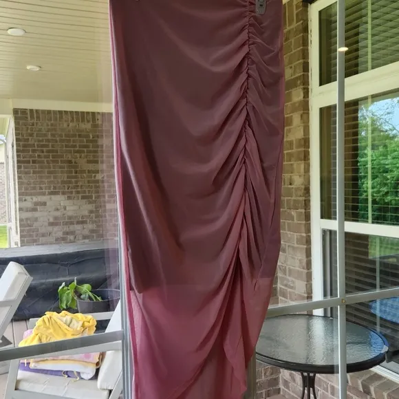 NWT Free People Lilac Wine Medium New Side Gather Layered Skirt Sheer