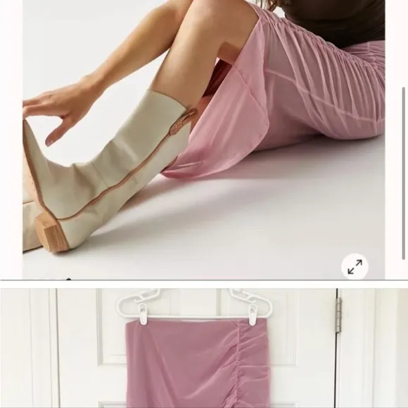 NWT Free People Lilac Wine Medium New Side Gather Layered Skirt Sheer