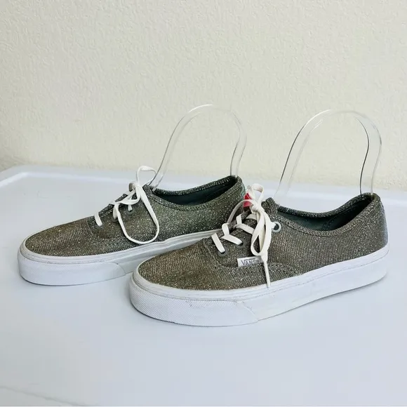 NWT Gold Glitter Sparkle Metallic Era White Lace Up Sneaker Vans Skate Shoes