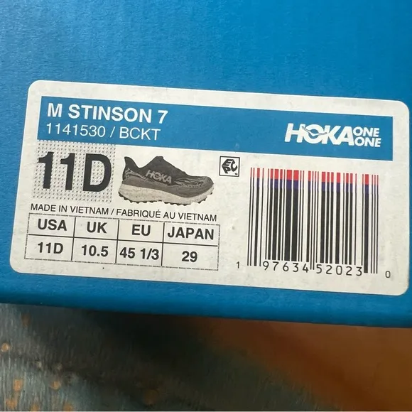 NWT Hoka Stinson 7 Trail Running Shoes size 11 Black Gray Orbit new