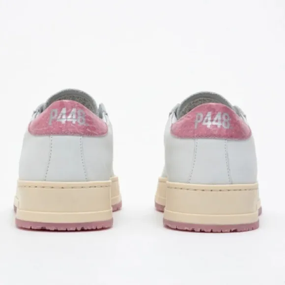 NWT P448 WOMENS WHITE w Rose PINK JACK Italian Sneakers Barbie Shoes sneakers