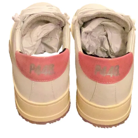 NWT P448 WOMENS WHITE w Rose PINK JACK Italian Sneakers Barbie Shoes sneakers