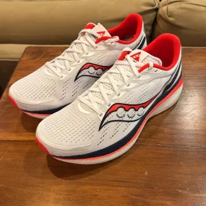 NWT Saucony Endorphin Speed 3 Boston Mens 13 White Navy Red Lace Up NIB NEW!