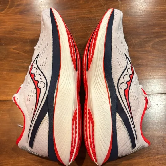 NWT Saucony Endorphin Speed 3 Boston Mens 13 White Navy Red Lace Up NIB NEW!